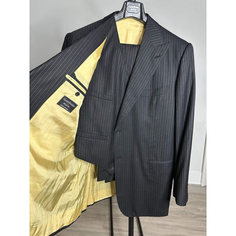 Bespoke Harry Rosen Scabal 24k Gold Platinum Wool 3pc Suit US 50 R Nello Sansone